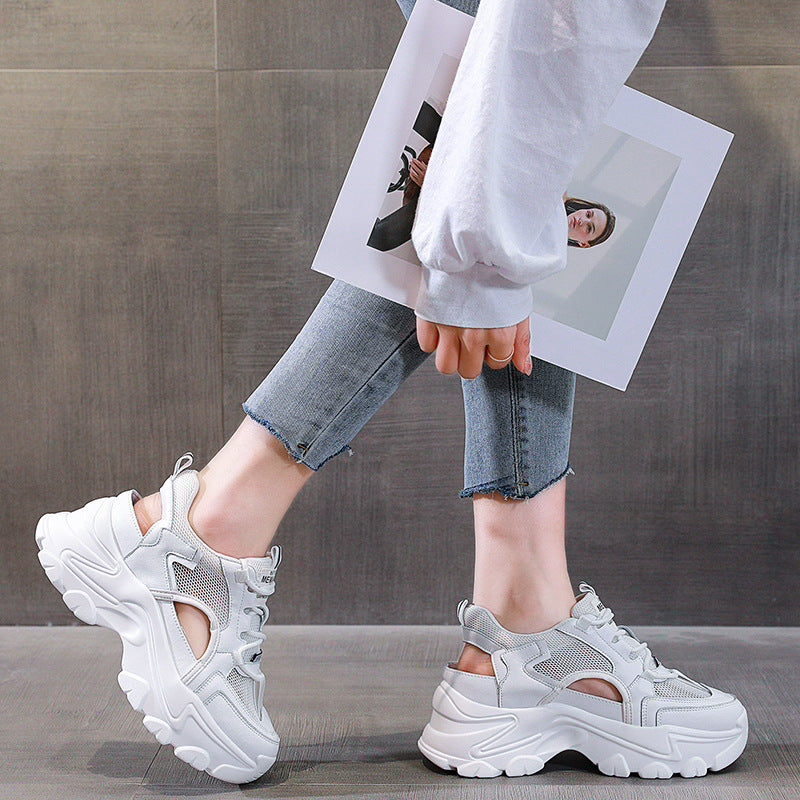 Women's Fashion Clunky Breathable Summer Hollow Pumps Sandals