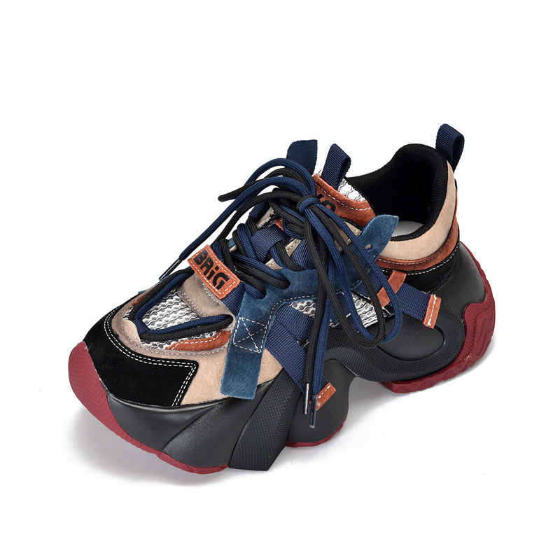 Women's Dad Color Matching Breathable Mesh Genuine Sports Versatile Platform Sandals
