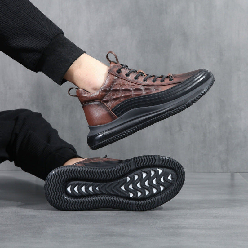 Men's Top Layer Cowhide Air Cushion Running Sports Trendy Men's Board Shoes