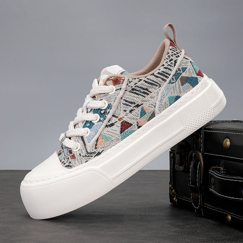 Men's Spring Chinese Style Breathable Plaid Lace Men's Shoes