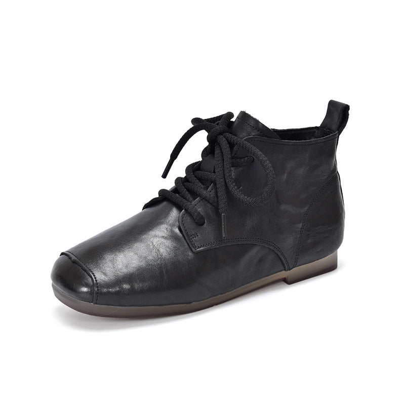 Booties Martin Female Autumn Authentic Square Women's Leather Boots