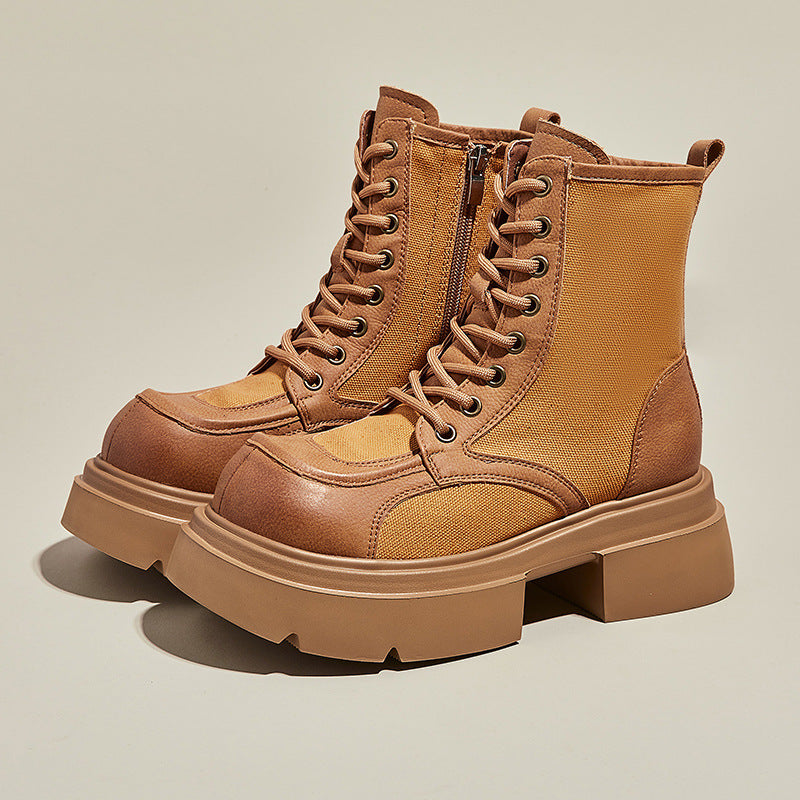 Women's Style Thick Bottom Motorcycle Thin Worker Boots