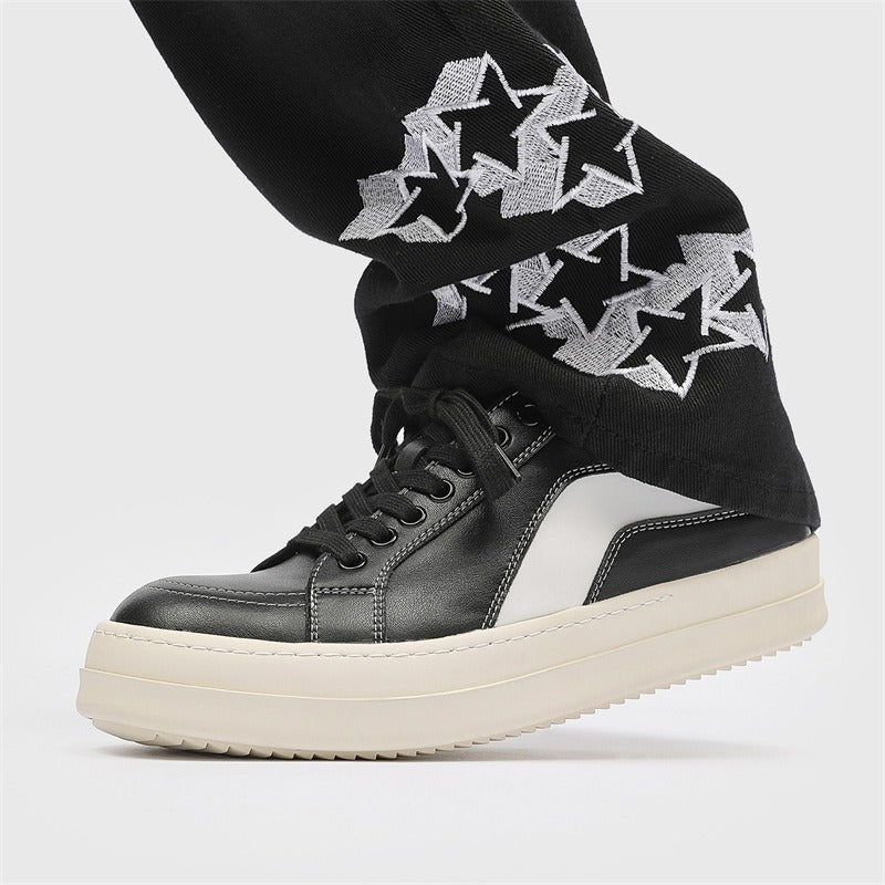 Thick Bottom Fashion Comfortable White Laser Hollow Out Niche Minimalist Men's Board Shoes