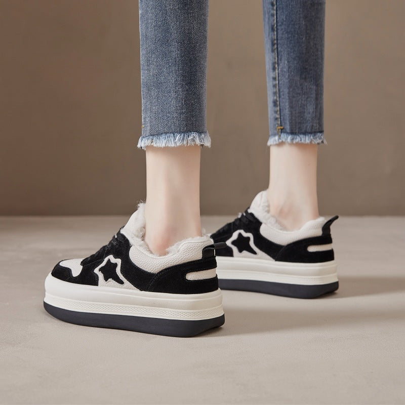 Women's Warm White Genuine Winter Korean Style Casual Shoes
