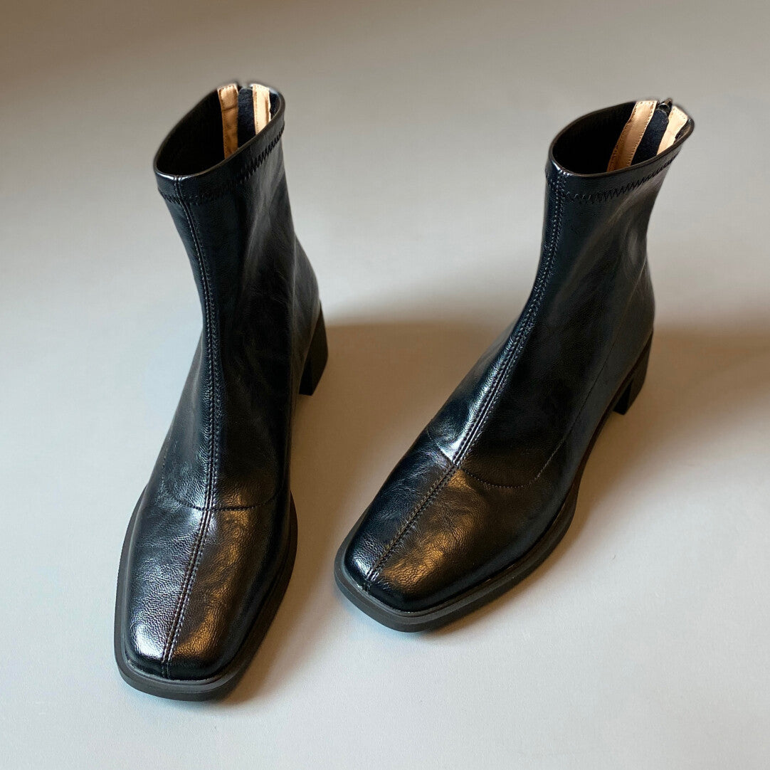 Women's Version High Female Square Toe Martin Short Small French Style Women's Cotton Shoes