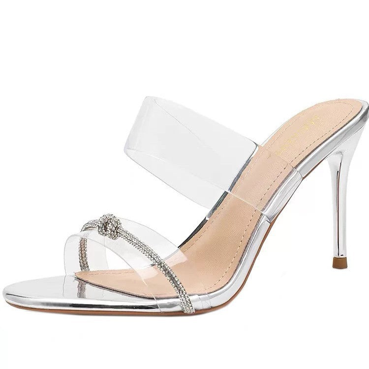 Women's Strap Summer Transparent Open Toe Stiletto High Heeled Sandals