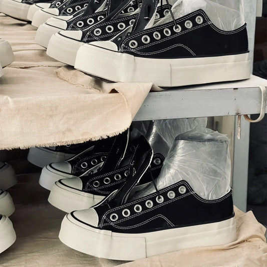 Men's Thick Sole Secondary Vulcanization Craft Board High Density Men's Canvas Shoes