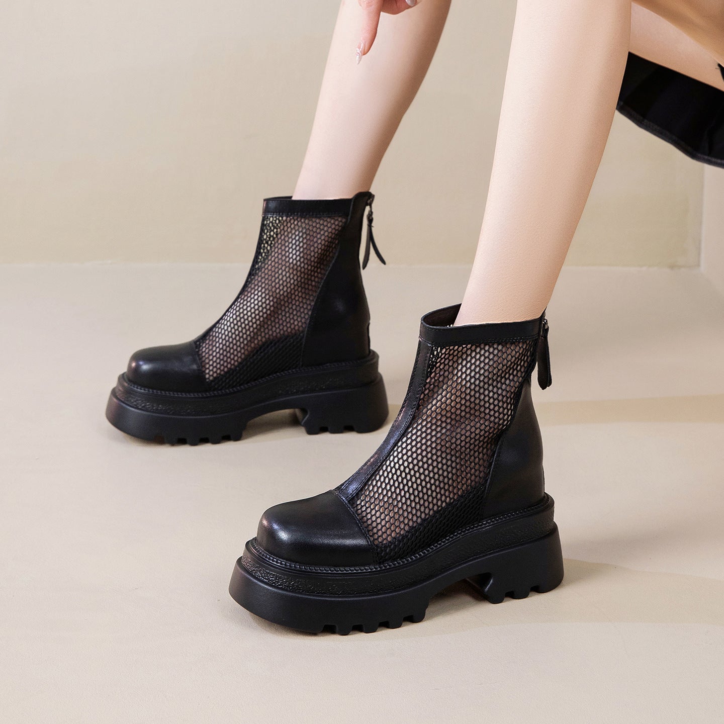 Women's Summer Short Thin Breathable Martin Versatile Women's Leather Boots