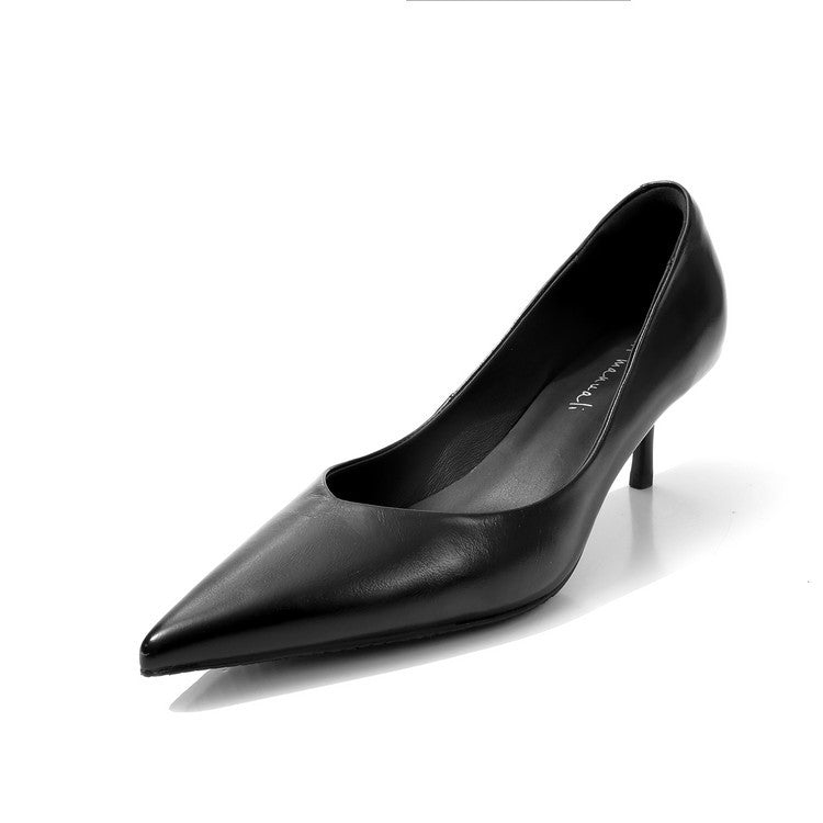Women's Mouth Pumps Early Spring Genuine Pointed Heels
