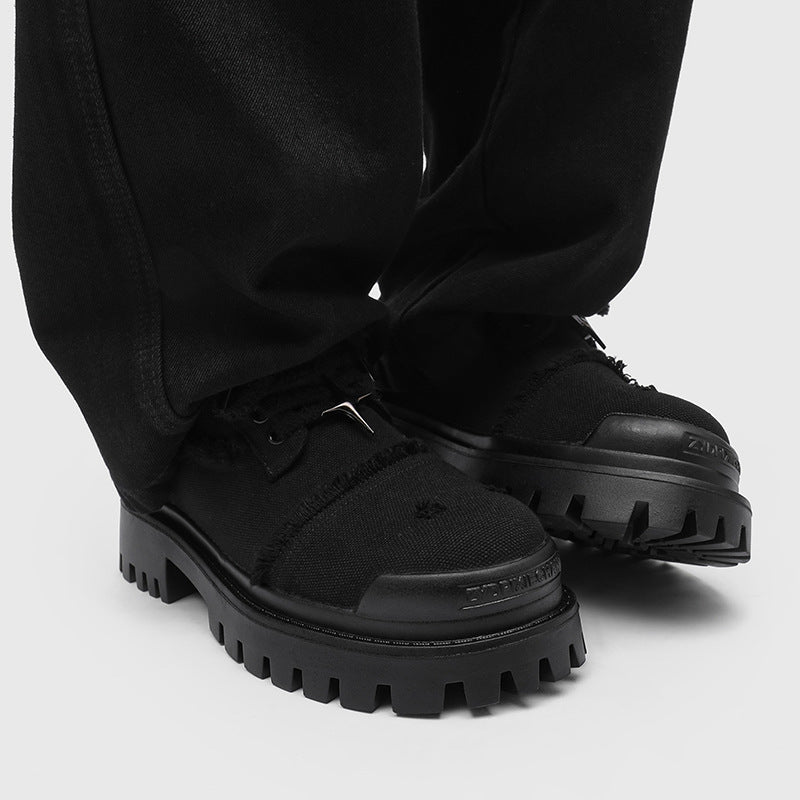 Men's Retro Derby Invisible Height Increasing Big Head Mickey Style Men's Business Leather Shoes