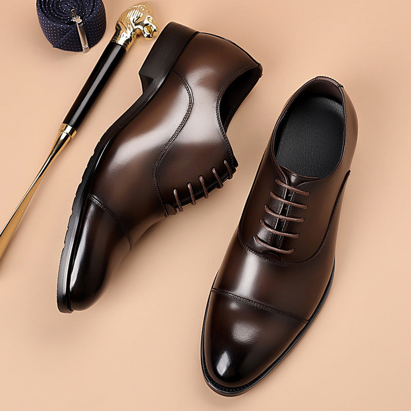 Men's Style Formal Top Layer Cowhide British Four Wedding Men's Business Leather Shoes