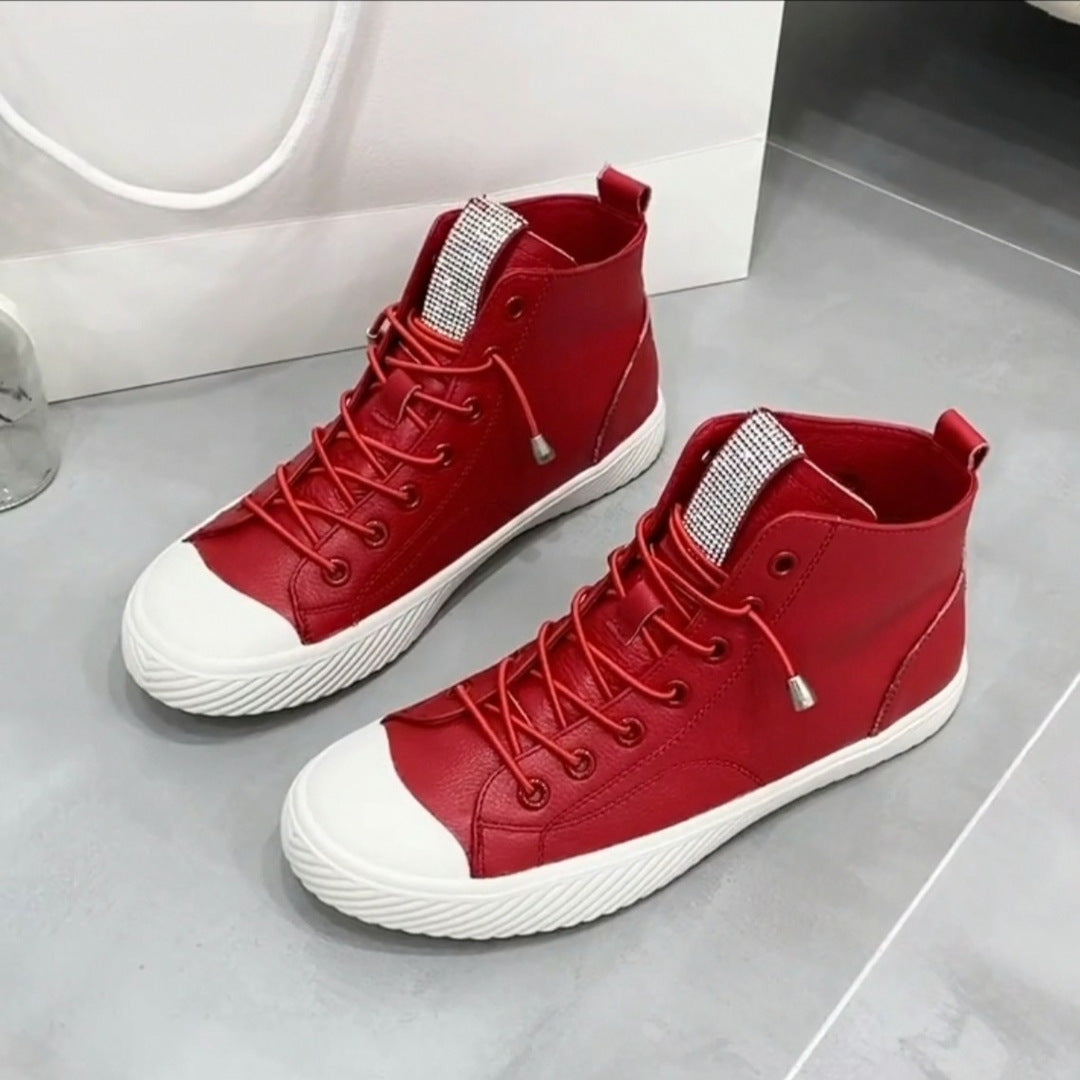 First Layer Cowhide Female Spring Korean Sports Women's Board Shoes