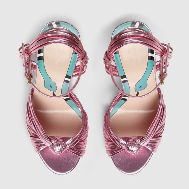 Women's Summer Thin Strap Woven Peep Toe High Heeled Sandals