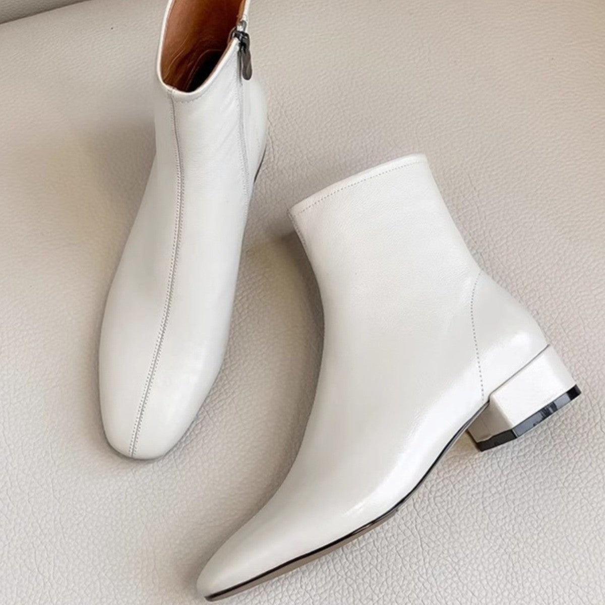 Booties Female Square Toe Thick Thin French Boots
