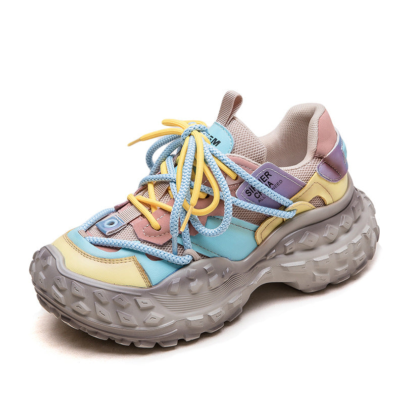 Women's Increased Durian Dad Candy Color Mesh Surface Women's Casual Shoes