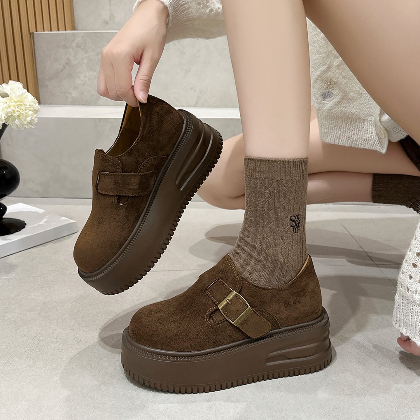 Women's Thick Bottom Increased Plus Veet Warm Women's Cotton Shoes