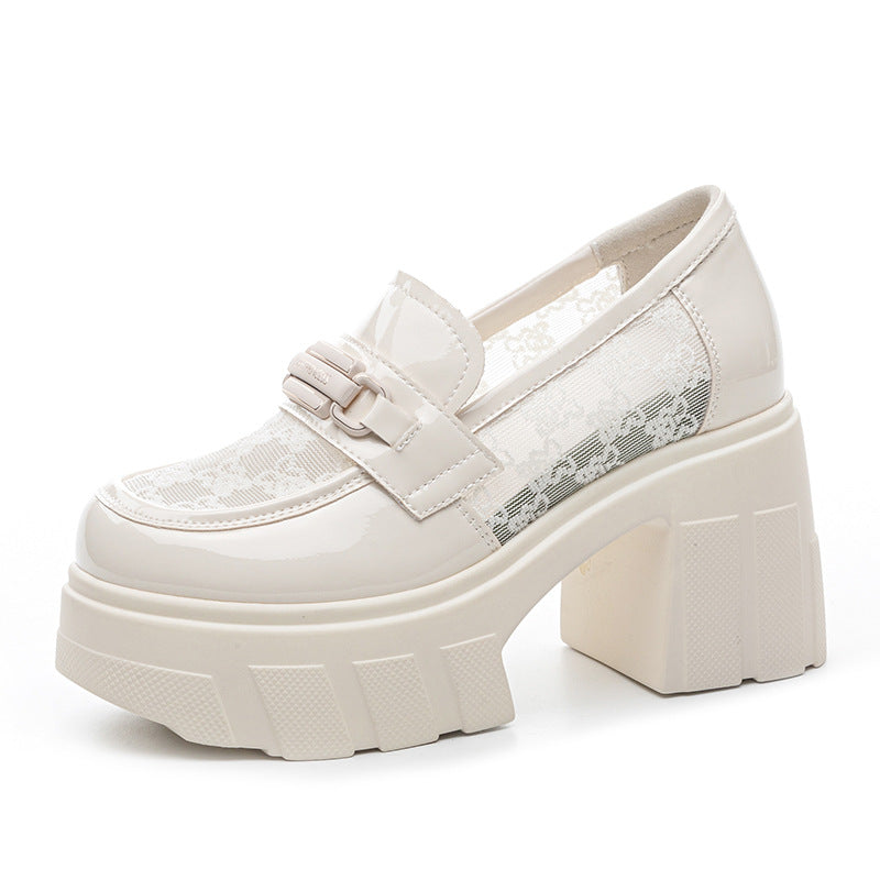 Women's Spring Breathable Mesh Preppy Style Height Increasing Women's Fashion Shoes