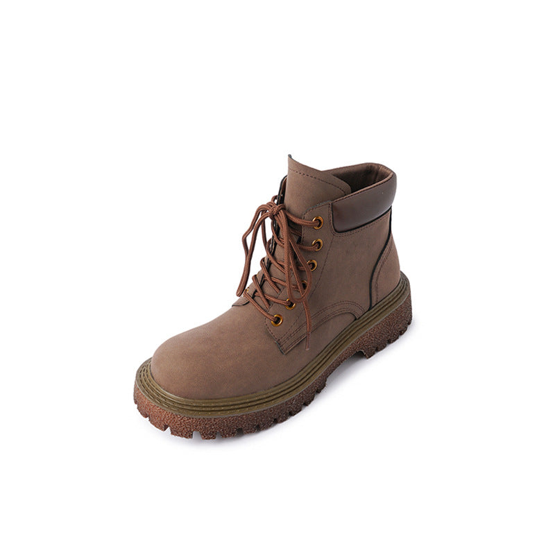Style Thick Bottom Worker Four Wearable Women's Leather Boots