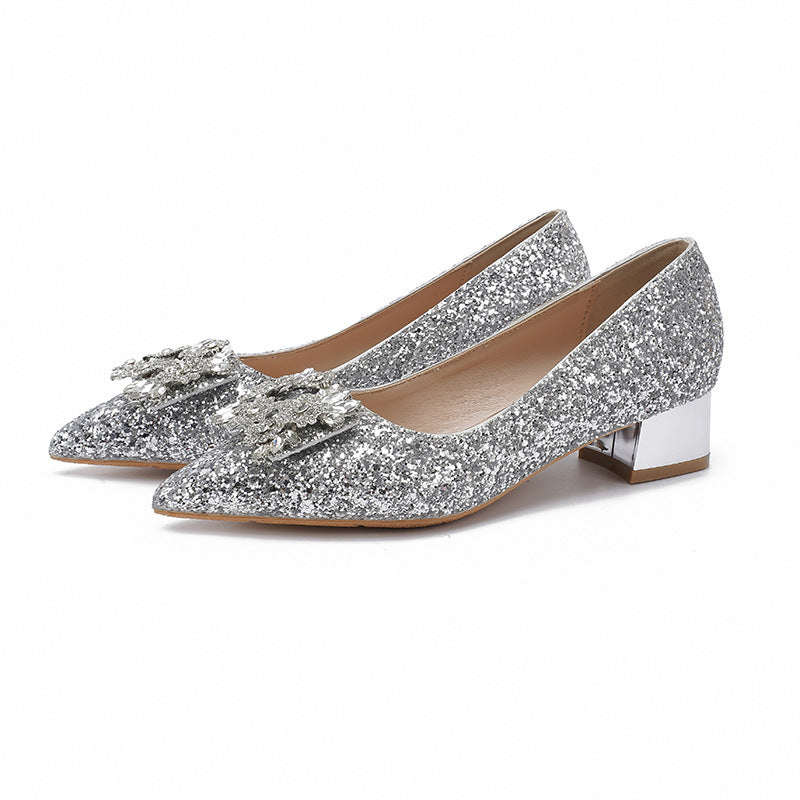Women's Kitten Square Buckle Wedding Bridesmaid Plus Women's Fashion Shoes