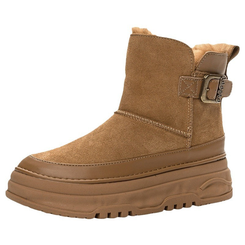 Women's Genuine Winter Fleece-lined Thickened Cotton Thick Snow Boots