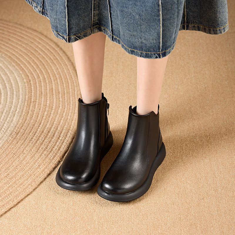 Women's Flat Martin Live Genuine Booties Women's Leather Boots