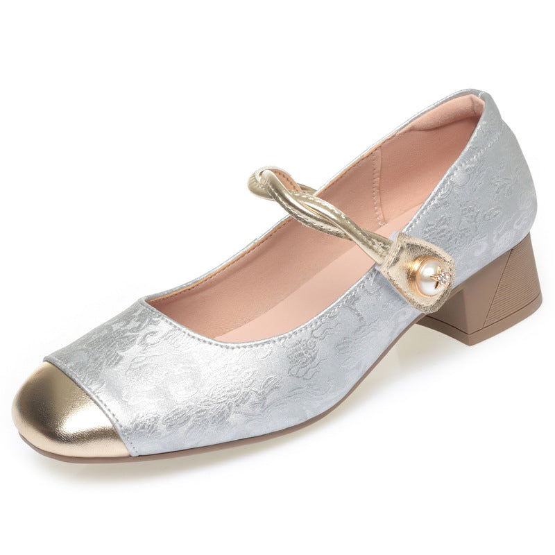 Women's Genuine Pumps Chinese Style Mary Jane Men's Shoes
