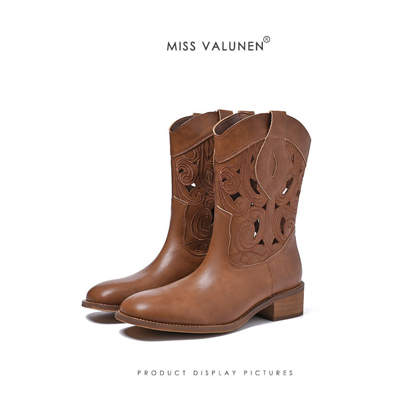 Women's Warren Summer Hollow Out Western Cowboy Vintage Boots