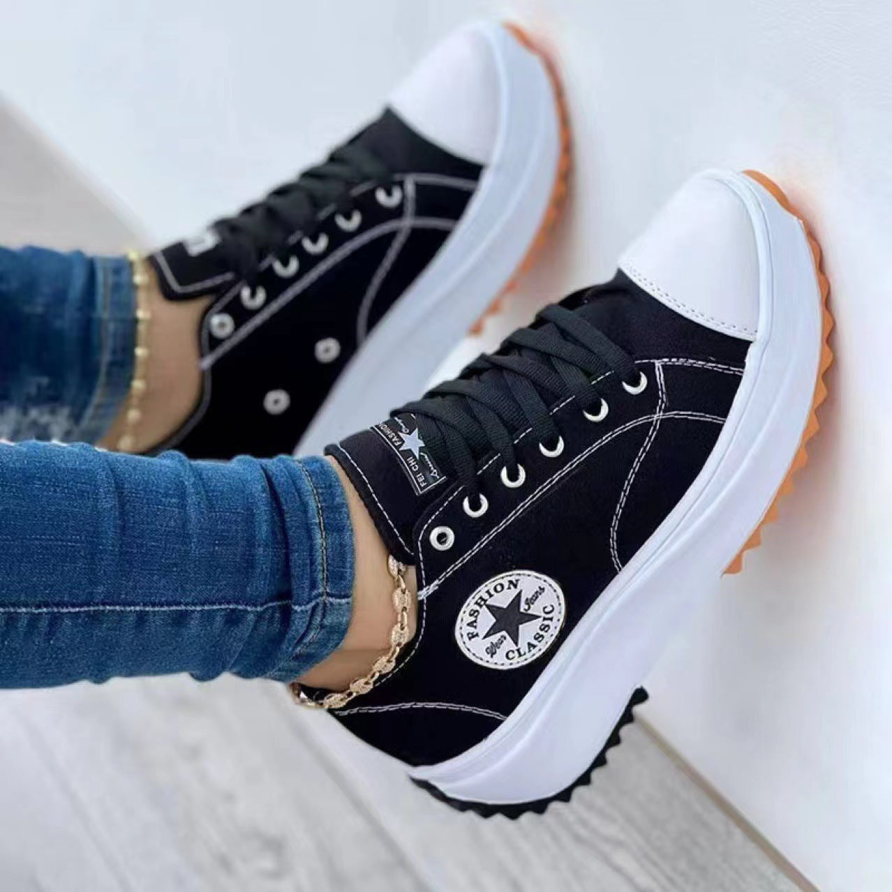 Women's Large Size Korean Style Breathable Thick Sneakers