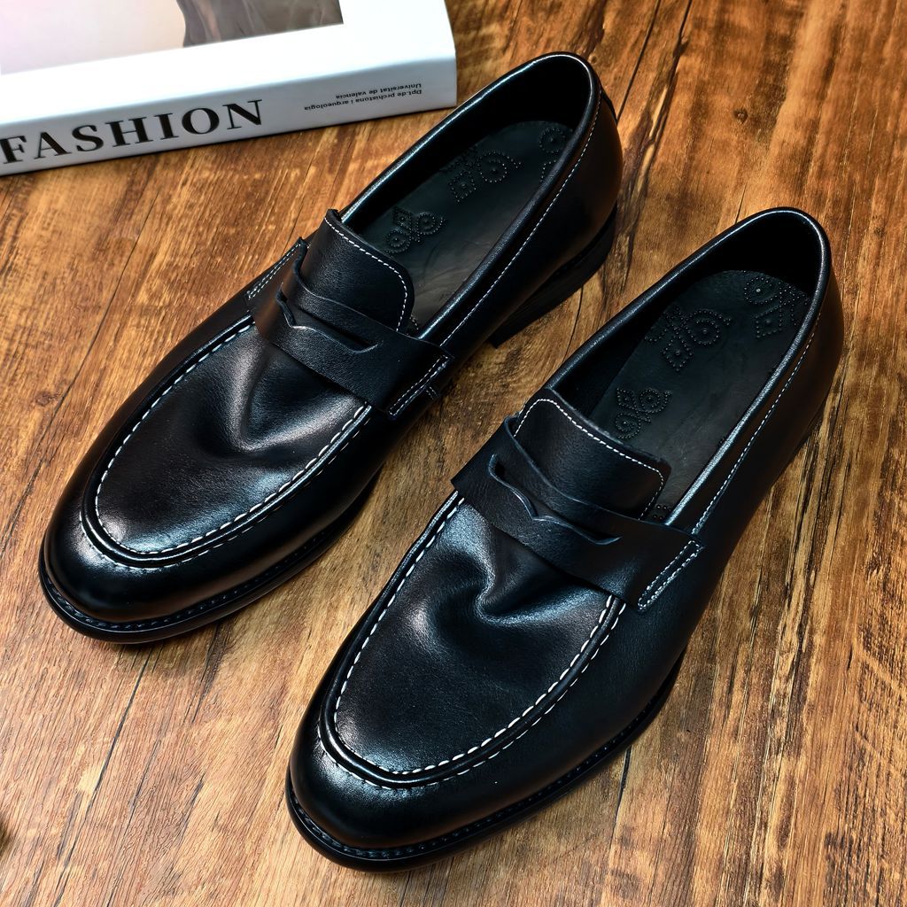 Men's Washed-out Vintage Process Slip-on Horsehide Small Loafers/doug Shoes
