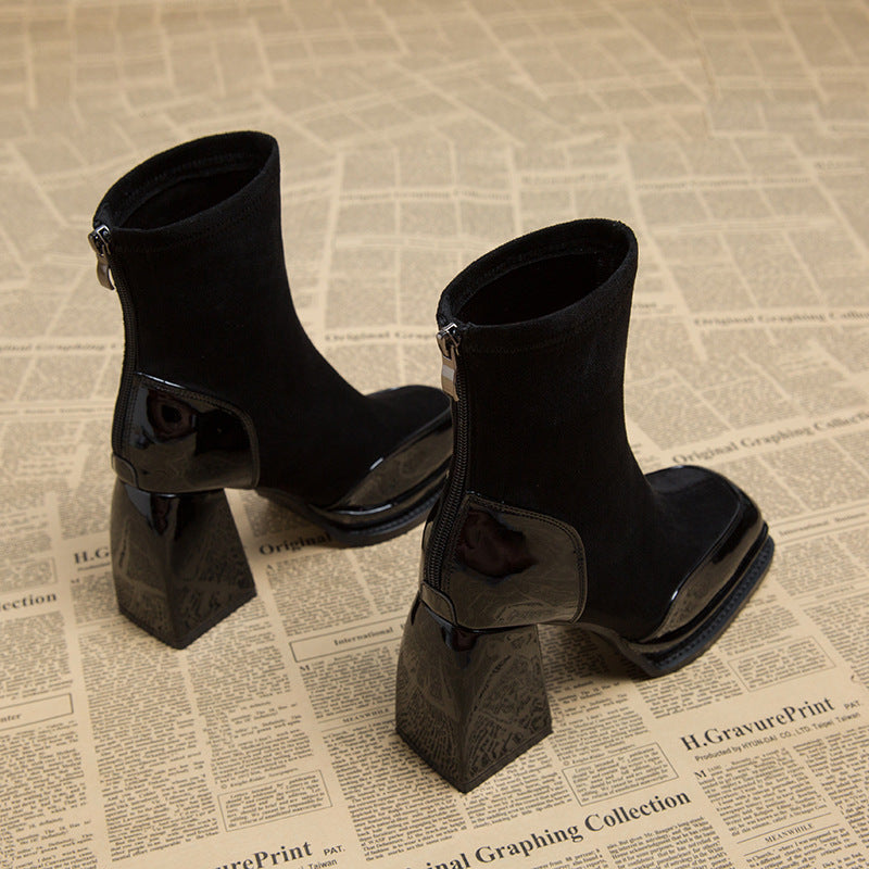 Women's High Super Thick Bottom Small Brown Boots