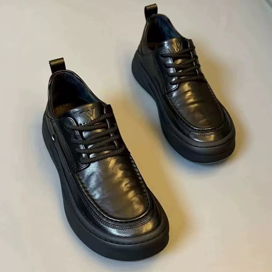 Men's Cowhide Fleece-lined Thick Winter Pure Business Men's Shoes