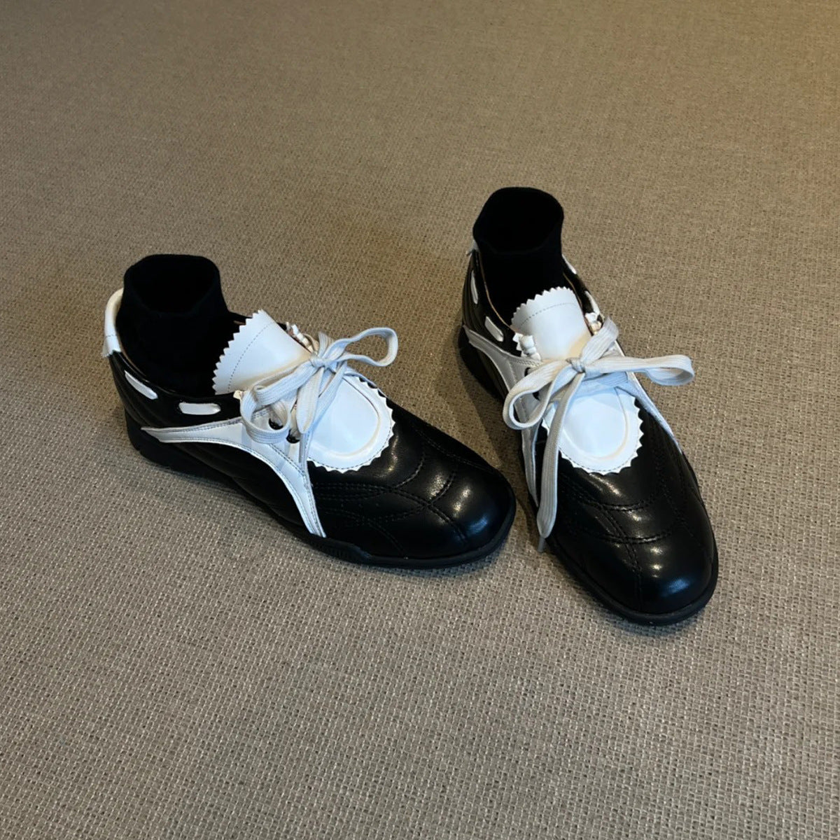 Women's Platform Height Increasing Insole Mary Jane Color Matching Retro Women's Sports Shoes