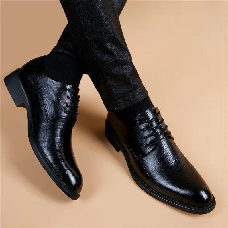 Men's Formal Breathable Lace British Wedding Men's Business Leather Shoes