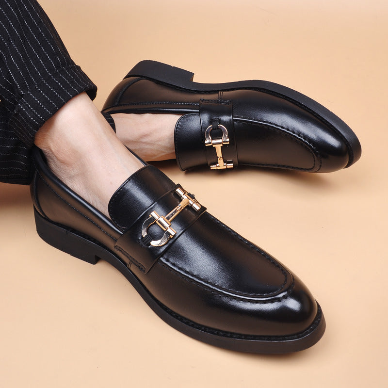 Men's Retro Crocodile Pattern Fashion Pointed One Pedal Hair Stylist Korean Men's Business Leather Shoes