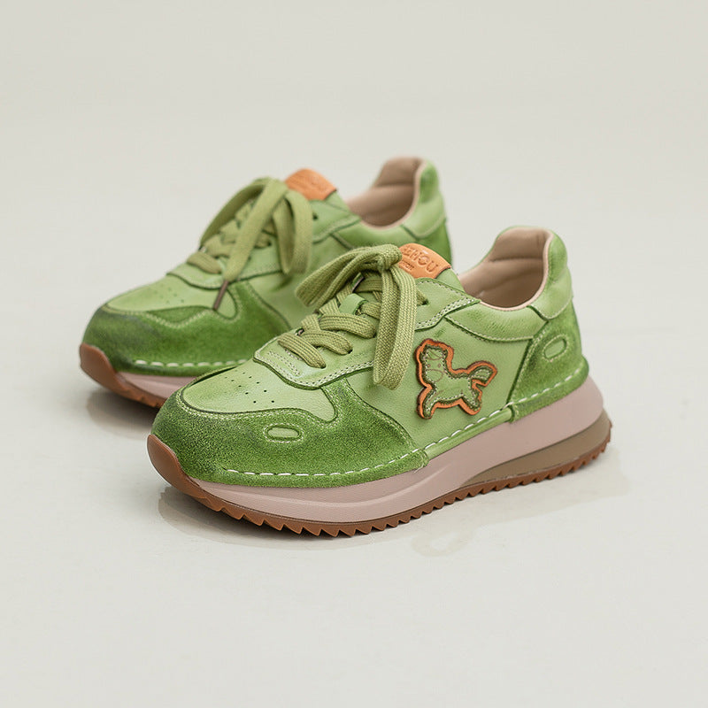 Women's First Layer Cowhide Sports Style Comfortable Women's Casual Shoes
