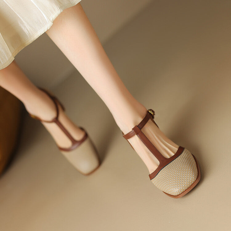 Women's Closed Toe French Style Retro Color High Heeled Sandals