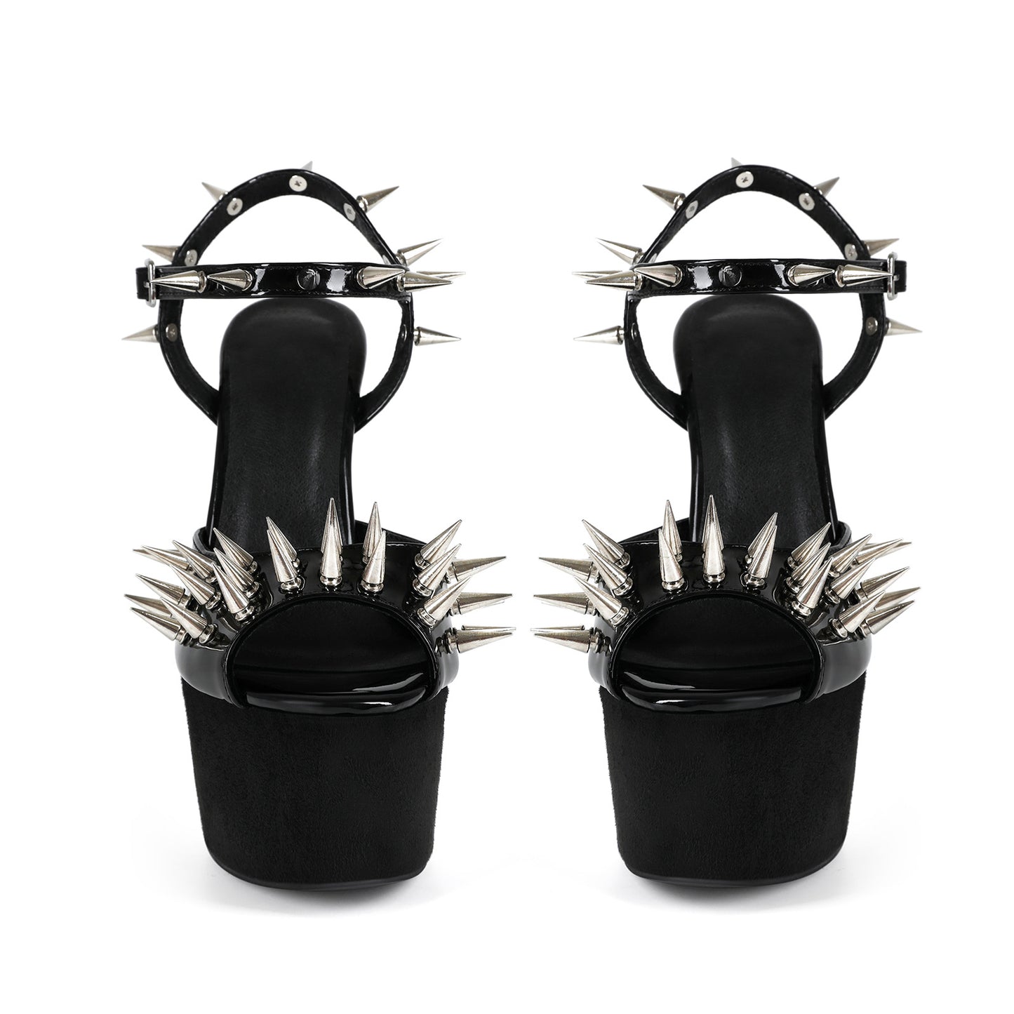 Women's Nightclub Sexy Rivet Black Platform Stiletto Large High Heeled Sandals