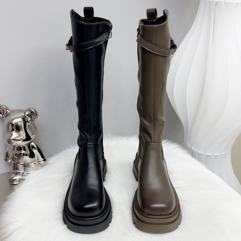 Long Thick Bottom Waterproof Platform Fleece-lined Warm Tall Knight Small Boots