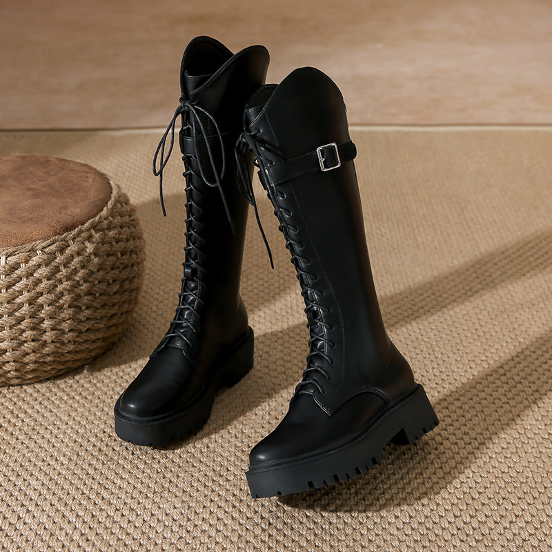 Women's Motorcycle Riding Thick Bottom Knee-high Slimming Boots