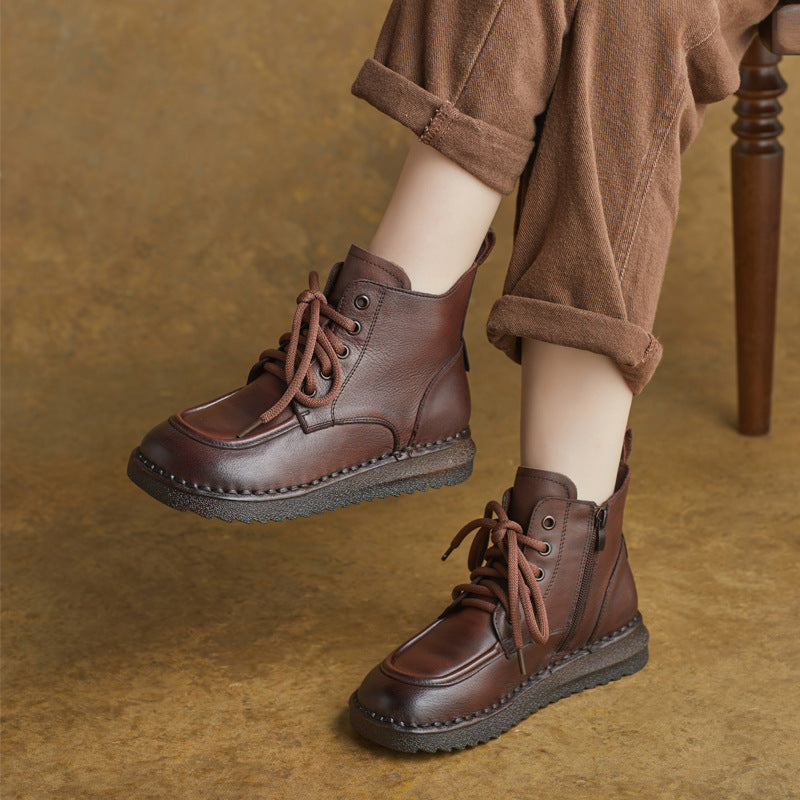 Mother's Soft Bottom Retro Round Head Flat Heels