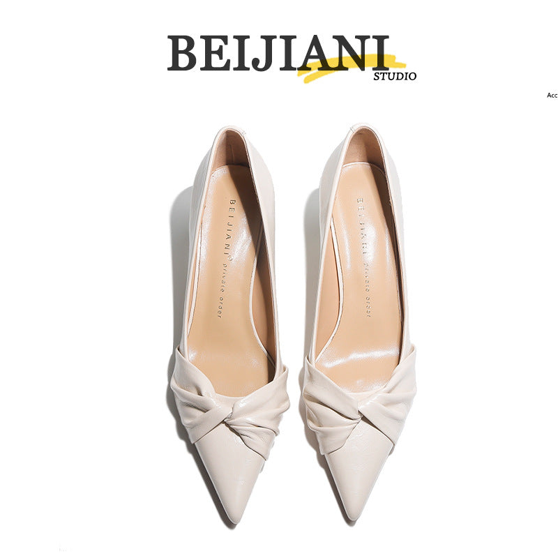 Women's Sheepskin Pointed Toe Twisted High Stiletto Women's Fashion Shoes