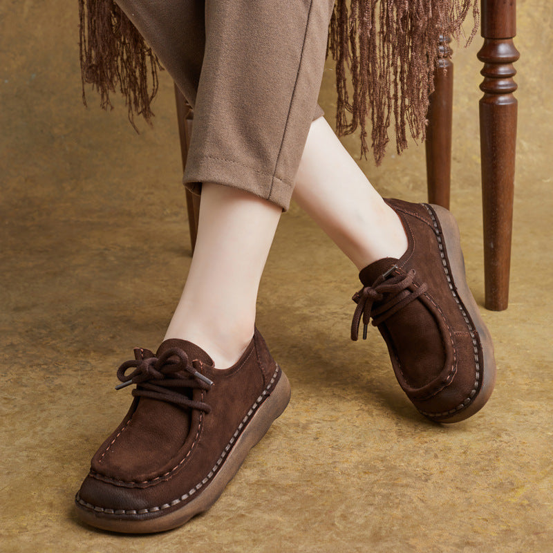 Women's Autumn British Style Vintage Genuine Handmade Low Soft Bottom Flat Women's Casual Shoes