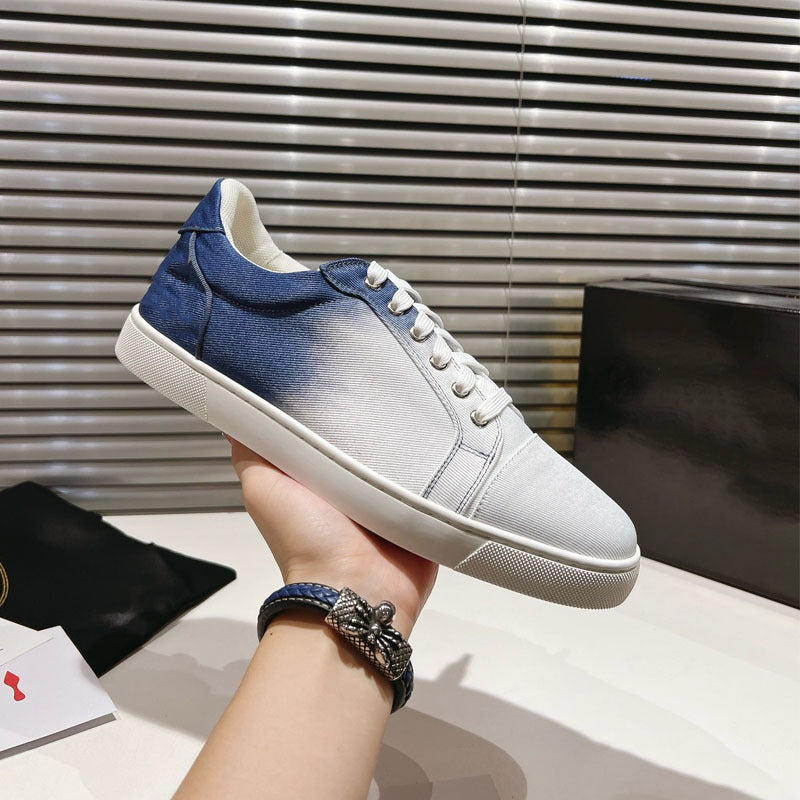 Men's Red Bottom Board Top Layer Cowhide British Style Comfortable Breathable Leather Shoes