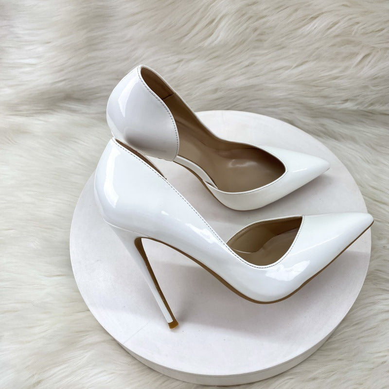 Women's Black Patent Side Empty Fashion Stiletto Women's Shoes