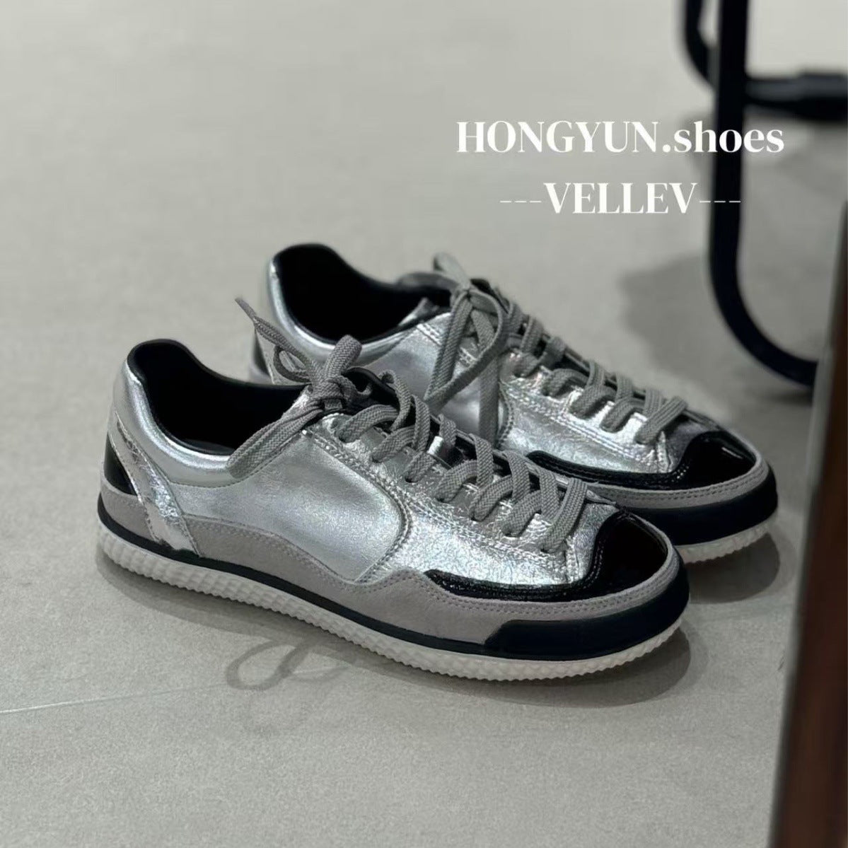 Tea Classic Style Black Panda Color Matching Genuine Women's Casual Shoes