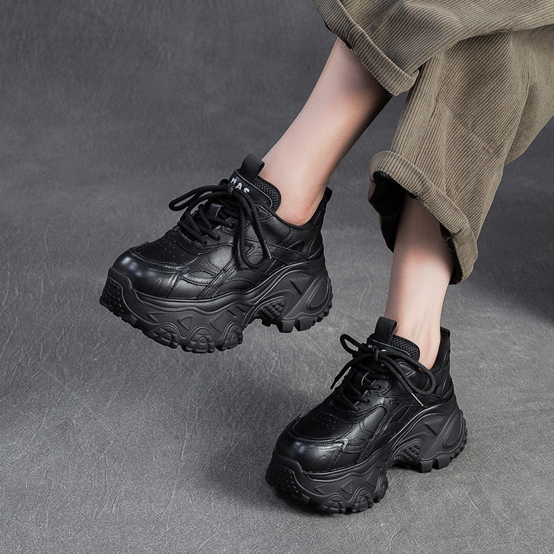 Women's Shu Versatile Solid Color Sports Dad Raise The Bottom Women's Casual Shoes