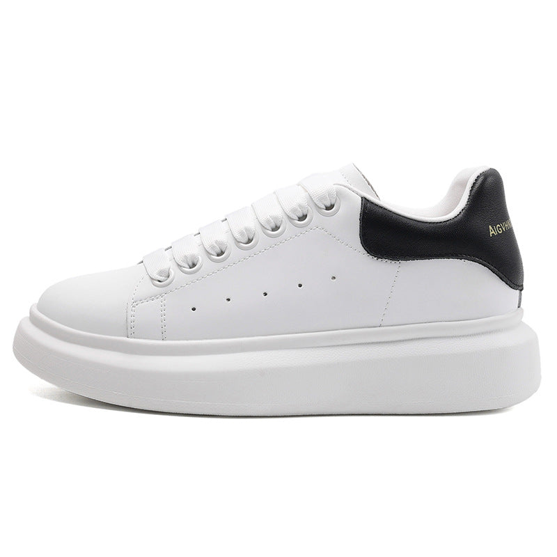 Men's & Women's Cowhide Mcqueen White For Thick Sole Height Increasing Couple Sports Men's Casual Shoes