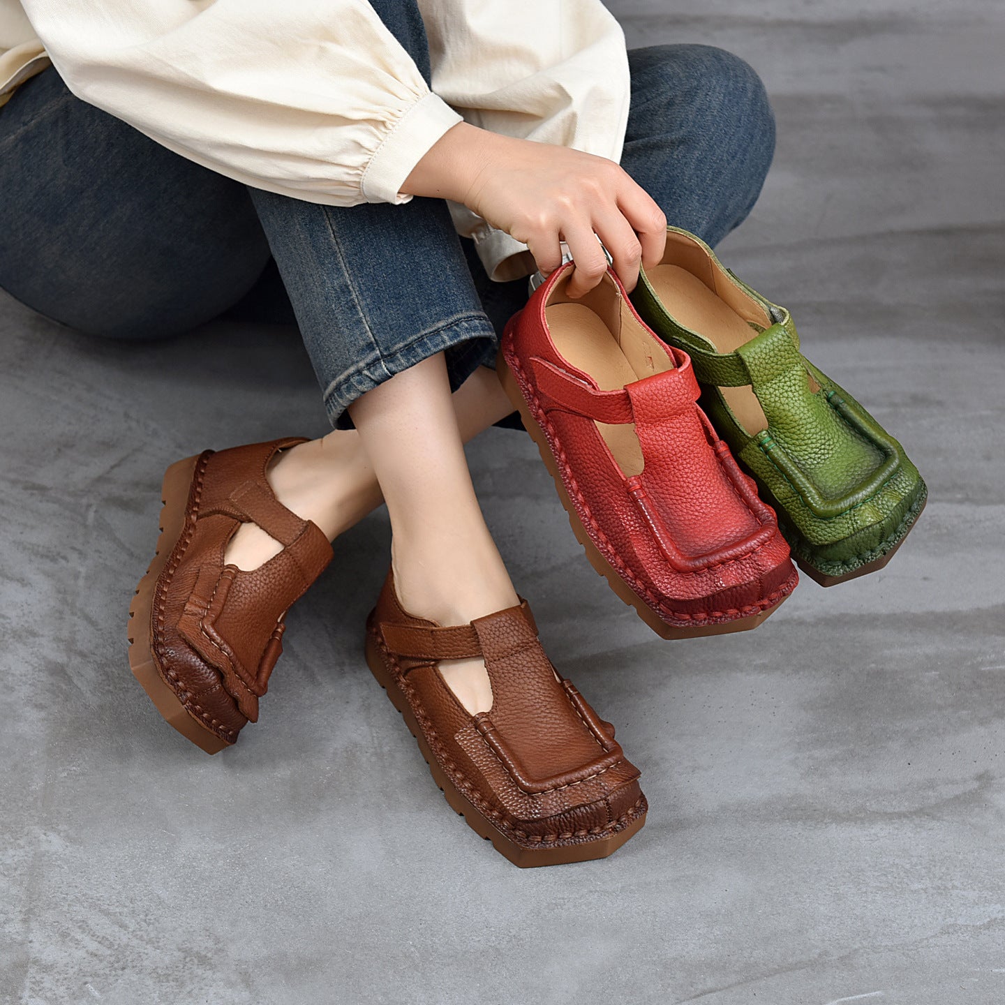 Women's Retro British Style Elastic Mouth Small Women's Casual Shoes