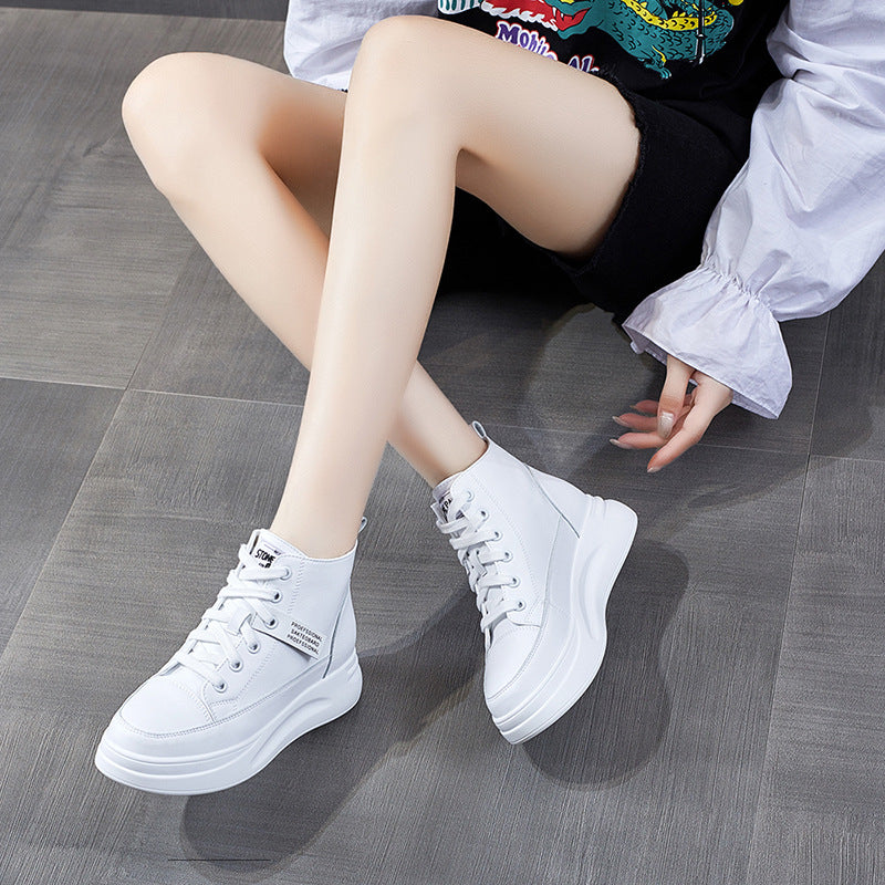 Women's Korean Style Platform White Sports Single Men's Shoes