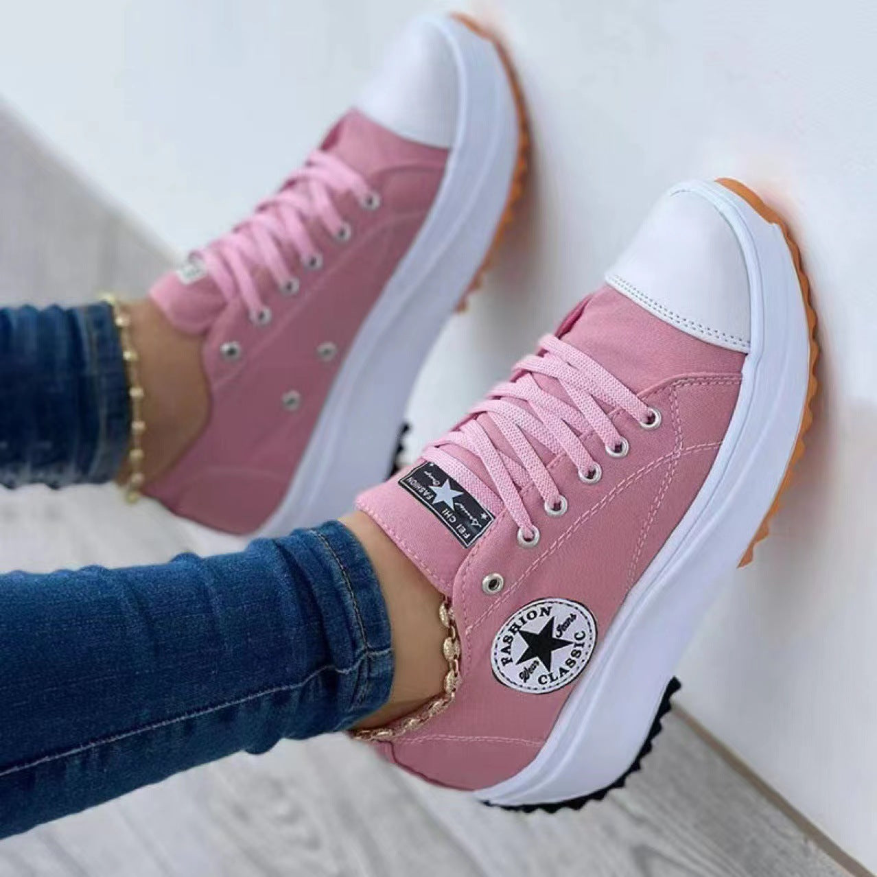 Women's Large Size Korean Style Breathable Thick Sneakers